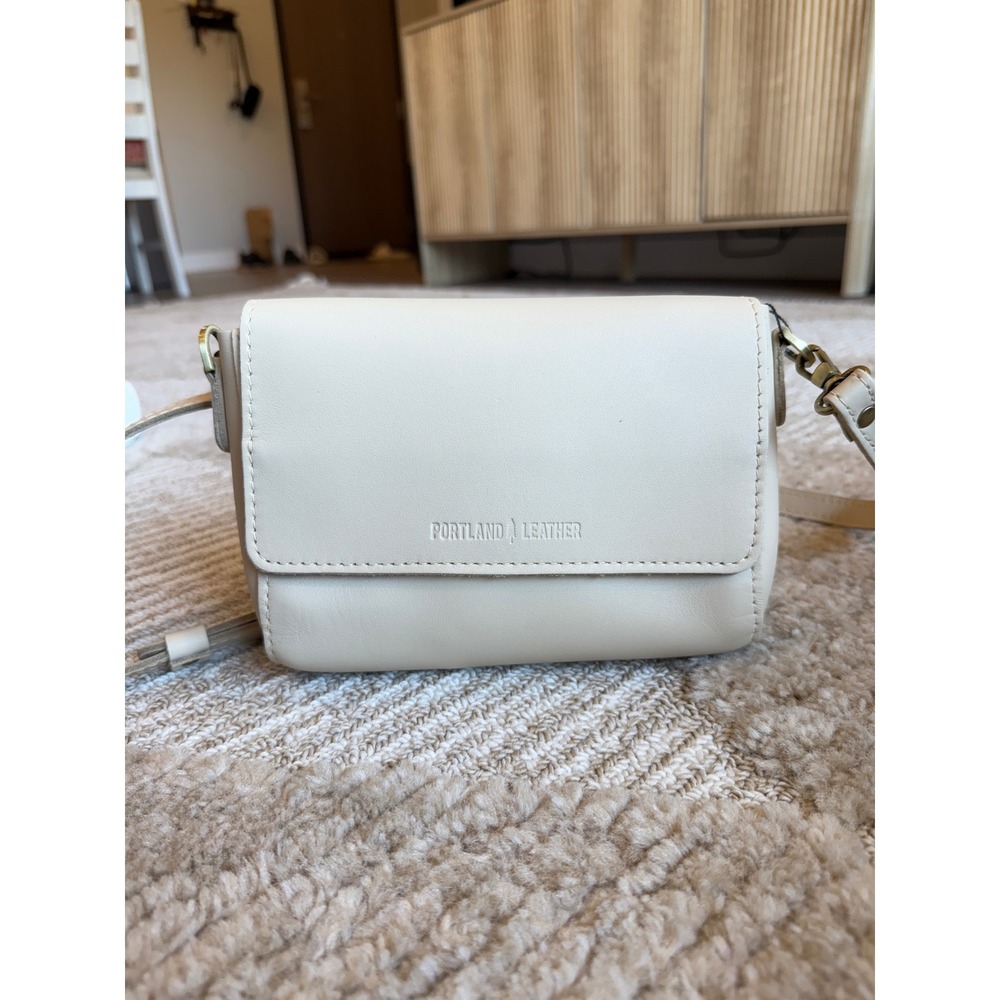 Portland‎ Leather Goods Crossbody Bag Cream Off White Full Grain Leather NWT